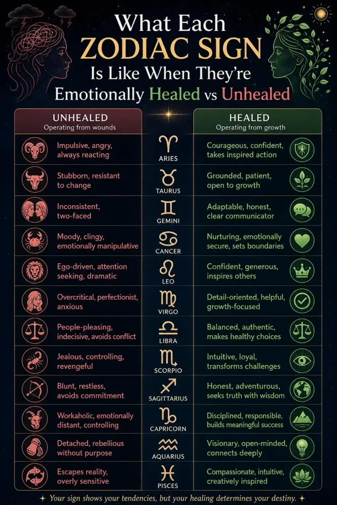 Healed vs Unhealed Zodiacs