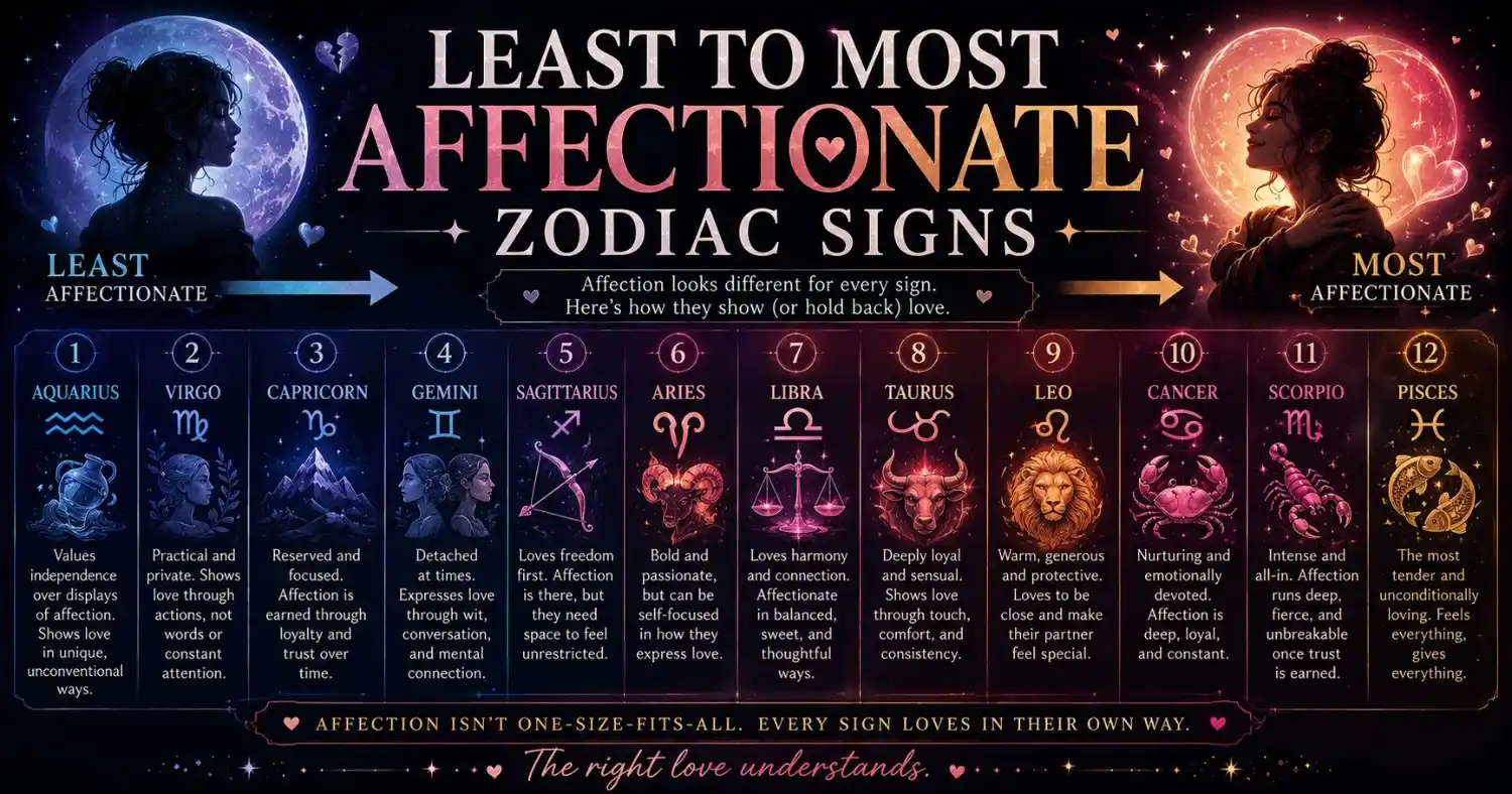 Least to Most Affectionate Zodiac Signs